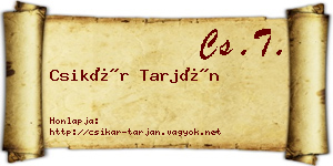 Csikár Tarján névjegykártya